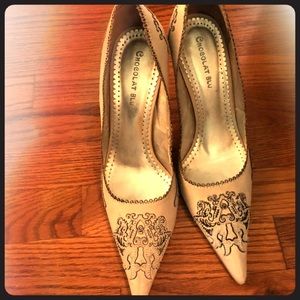 Leather Chocolat Blu With Leather Appliqué Size 39